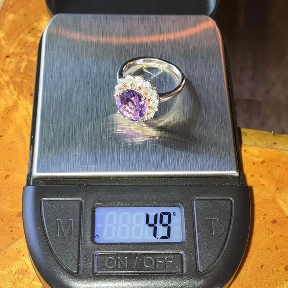 Moroccan Amethyst Red Garnet Sterling Silver Ring Size 8 - Picture 9 of 9